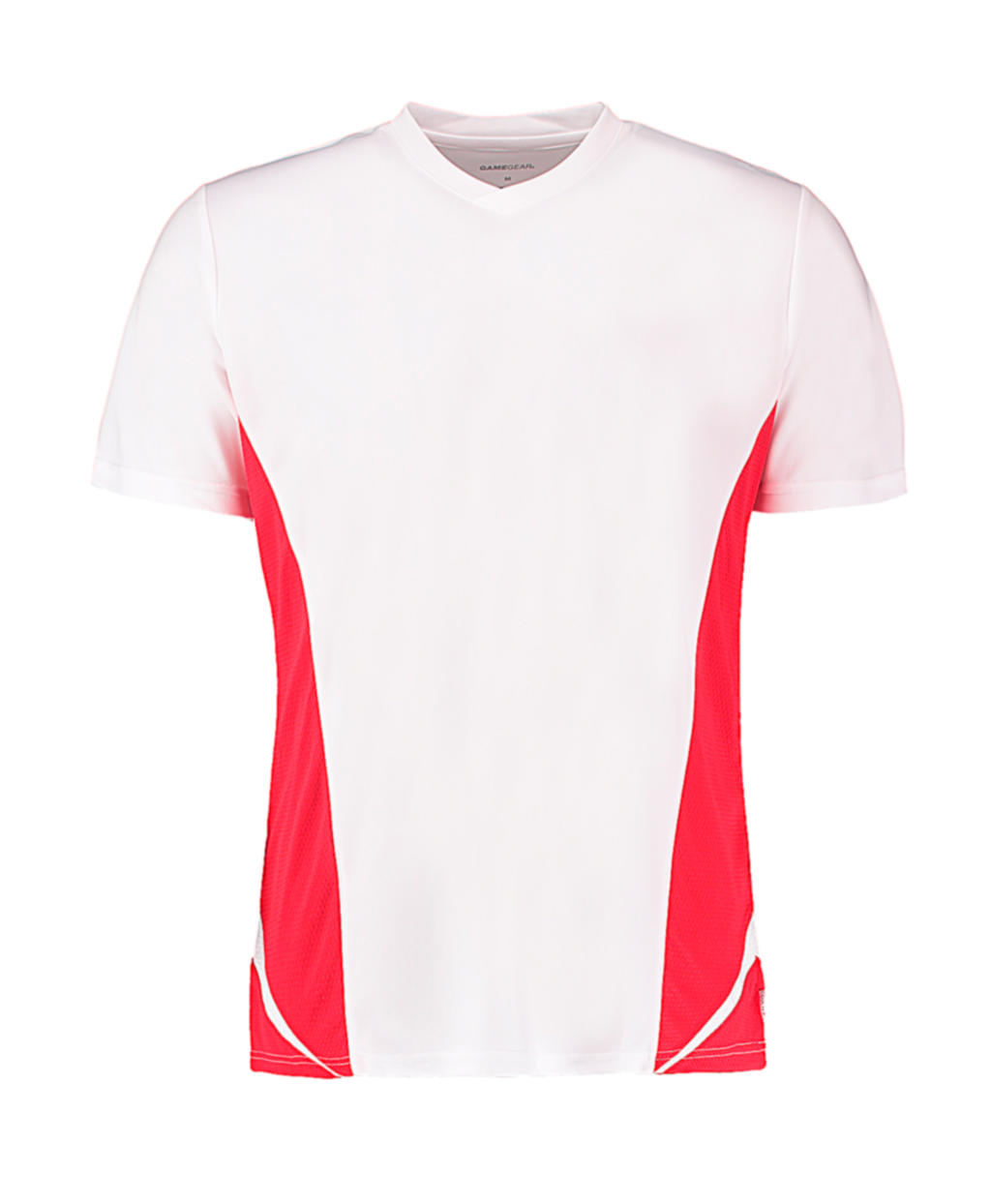 076.11 / Regular Fit Cooltex® Panel V Neck Tee / White/Red