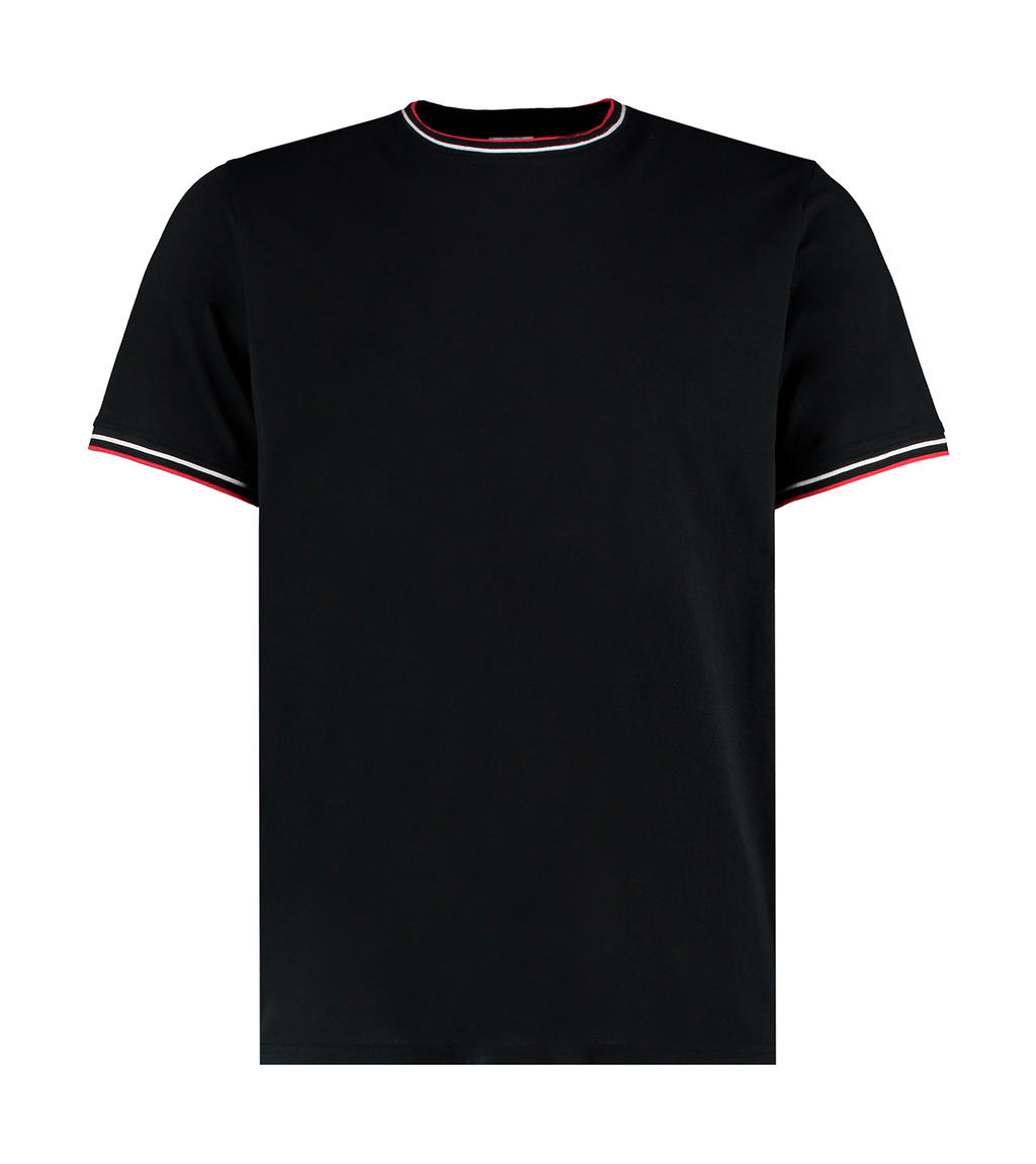 107.11 / Fashion Fit Tipped Tee / Black/White/Red