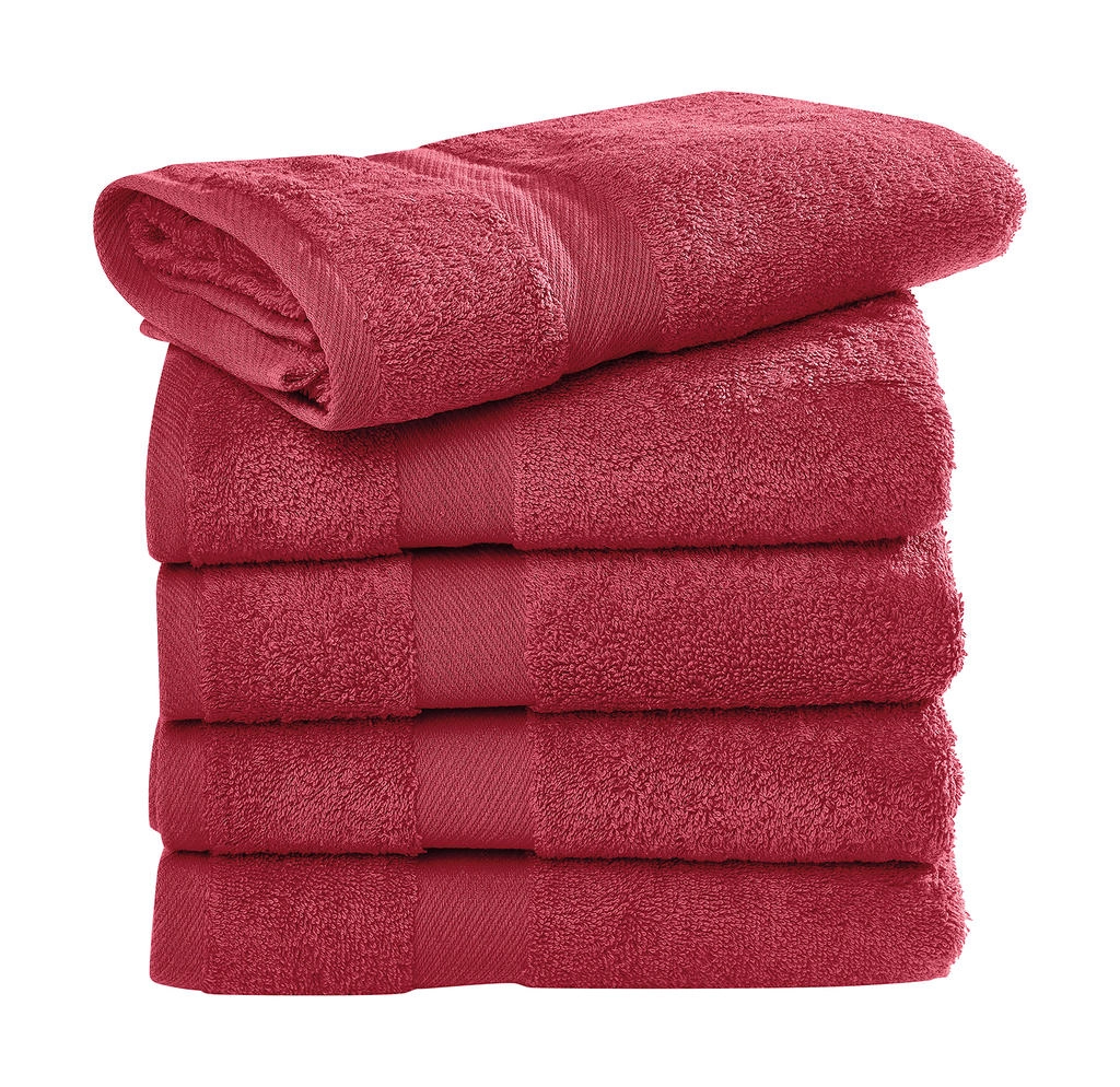 Seine Hand Towel 50x100 cm zum Besticken und Bedrucken in der Farbe Red mit Ihren Logo, Schriftzug oder Motiv.