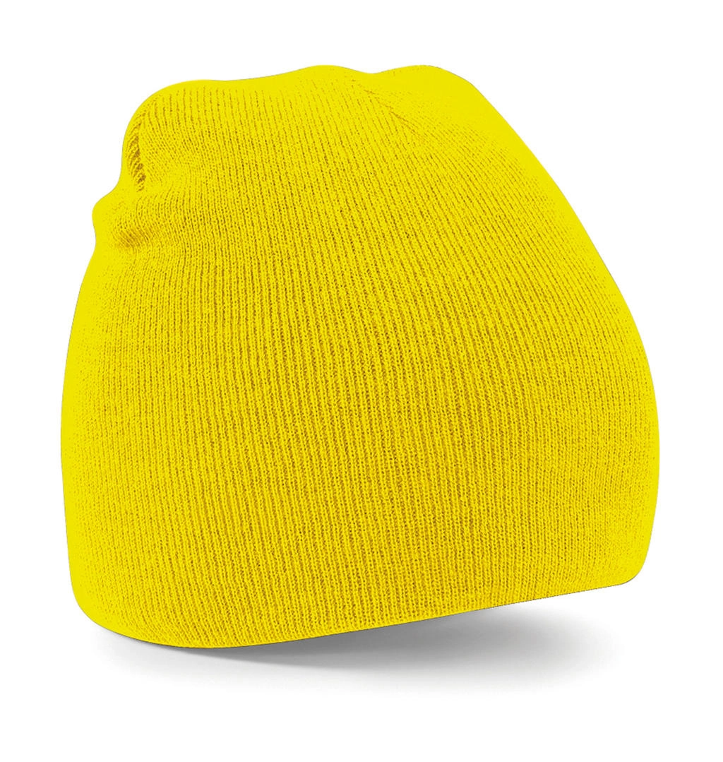 Original Pull-On Beanie zum Besticken und Bedrucken in der Farbe Yellow mit Ihren Logo, Schriftzug oder Motiv.