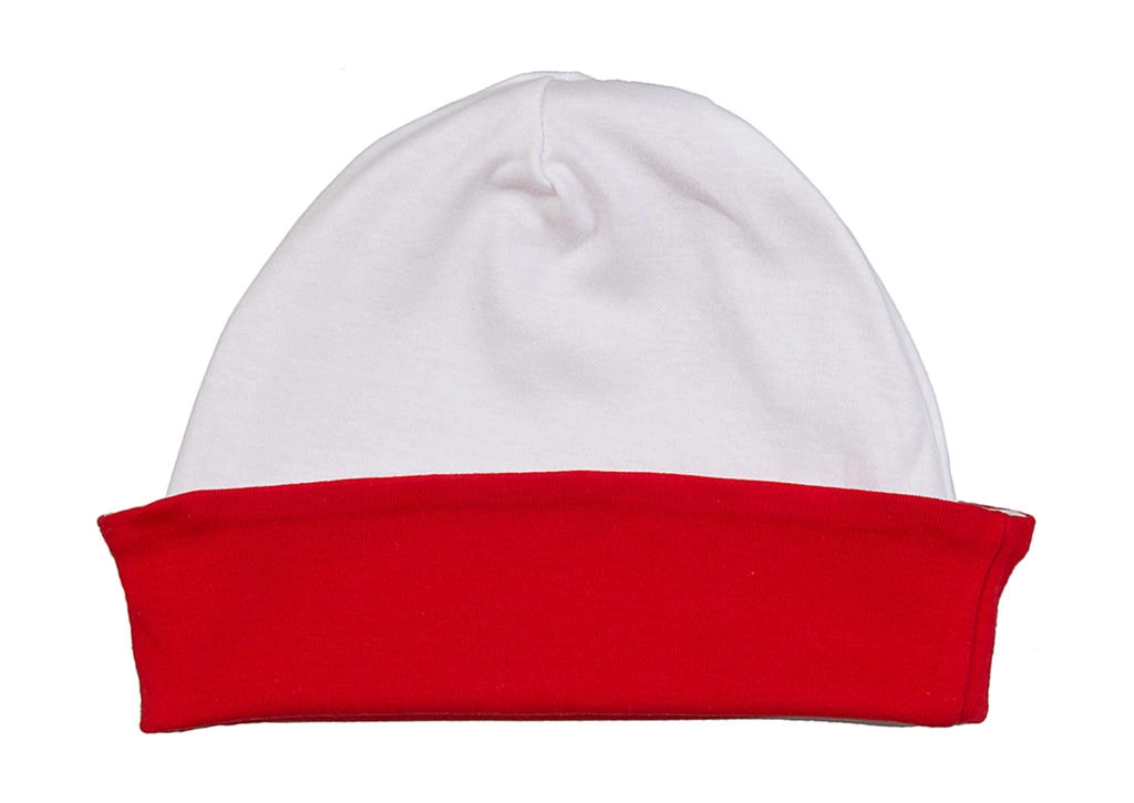 Baby Reversible Hat zum Besticken und Bedrucken in der Farbe White/Red mit Ihren Logo, Schriftzug oder Motiv.