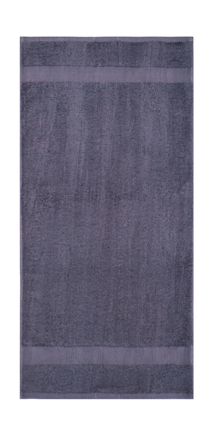 Tiber Bath Towel 70x140 cm zum Besticken und Bedrucken in der Farbe Steel Grey mit Ihren Logo, Schriftzug oder Motiv.