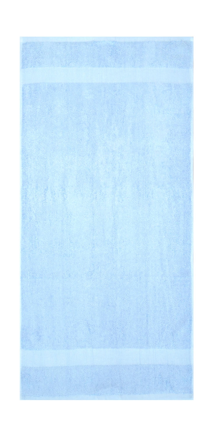 Tiber Bath Towel 70x140 cm zum Besticken und Bedrucken in der Farbe Placid Blue mit Ihren Logo, Schriftzug oder Motiv.