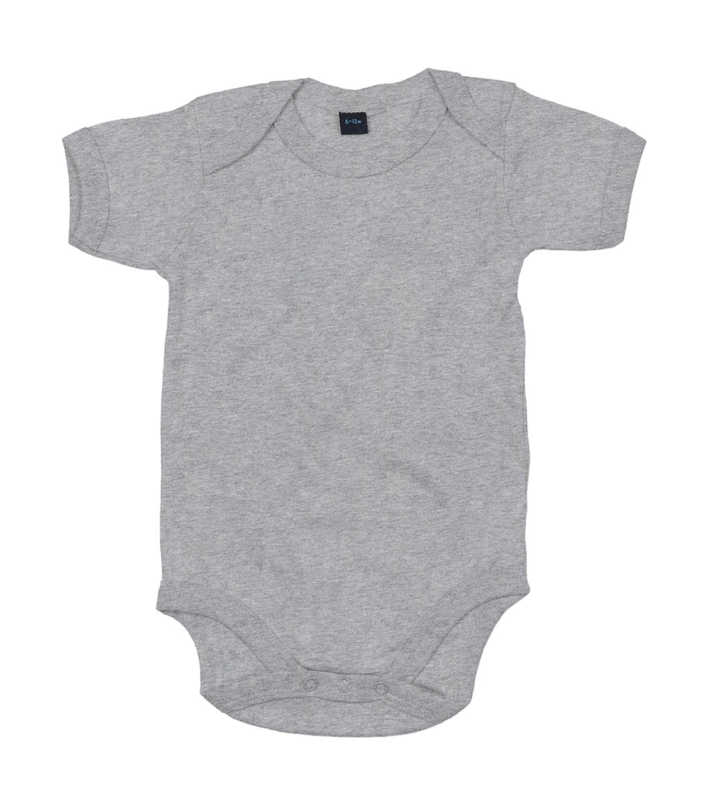 Baby Bodysuit zum Besticken und Bedrucken in der Farbe Heather Grey Melange mit Ihren Logo, Schriftzug oder Motiv.