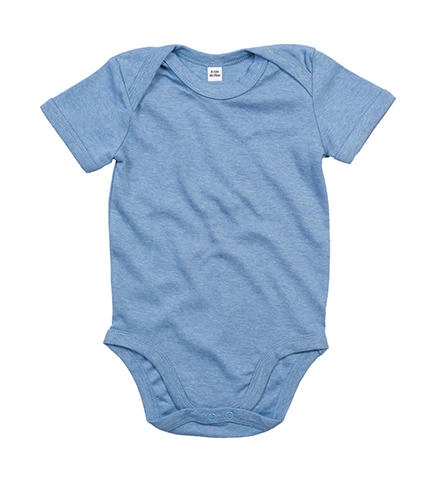 Baby Bodysuit zum Besticken und Bedrucken in der Farbe Heather Blue Organic mit Ihren Logo, Schriftzug oder Motiv.