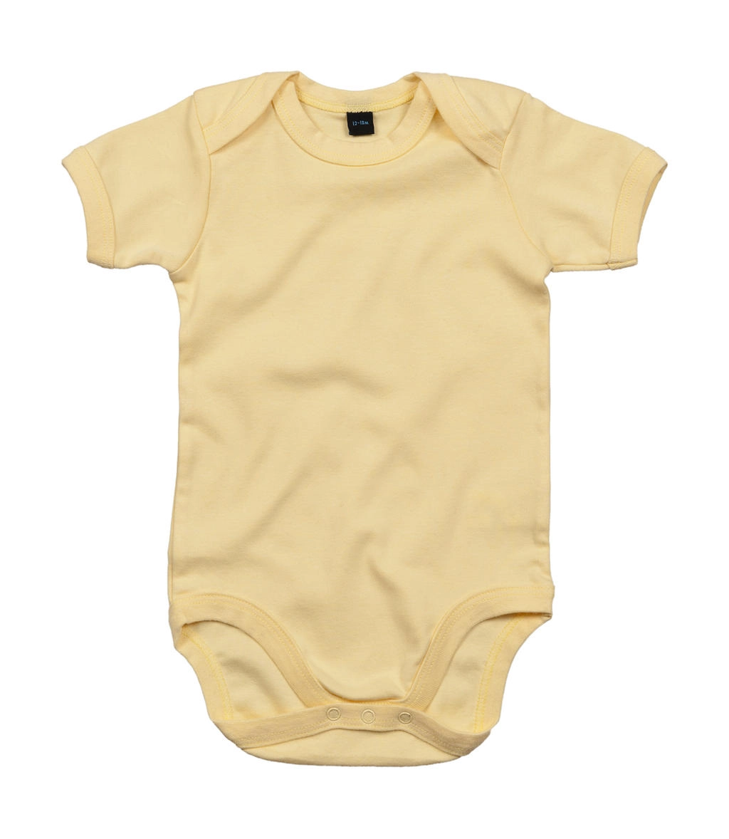 Baby Bodysuit zum Besticken und Bedrucken in der Farbe Soft Yellow mit Ihren Logo, Schriftzug oder Motiv.
