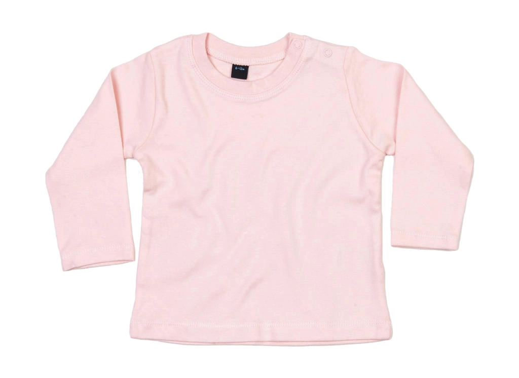 Baby Longsleeve Top zum Besticken und Bedrucken in der Farbe Powder Pink mit Ihren Logo, Schriftzug oder Motiv.