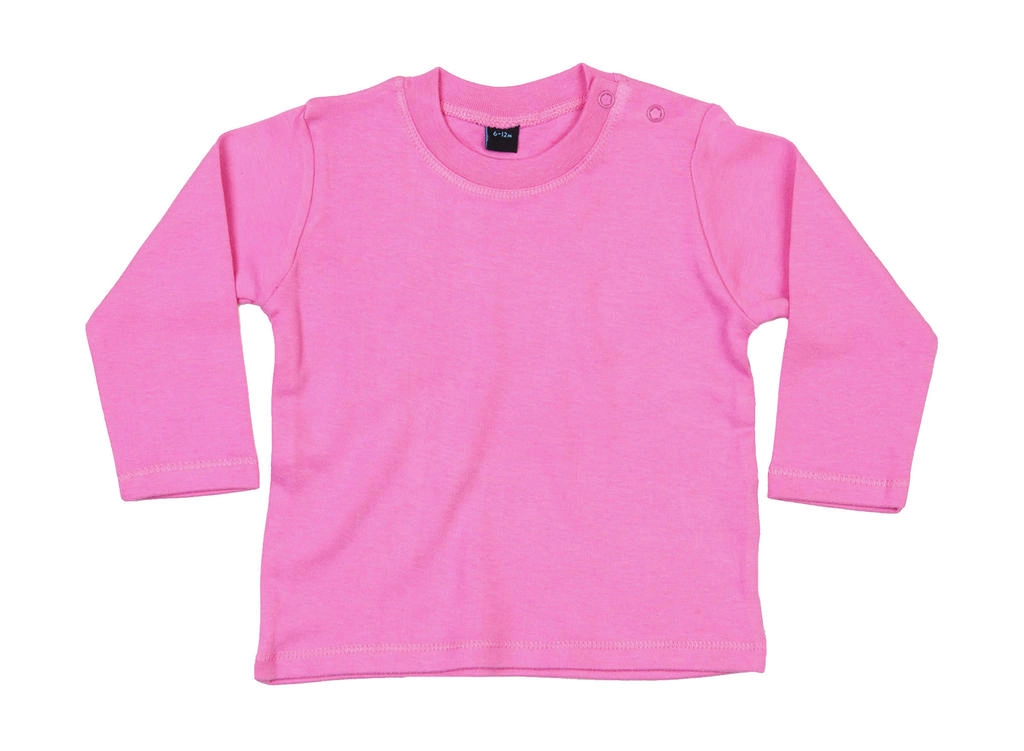 Baby Longsleeve Top zum Besticken und Bedrucken in der Farbe Bubble Gum Pink mit Ihren Logo, Schriftzug oder Motiv.