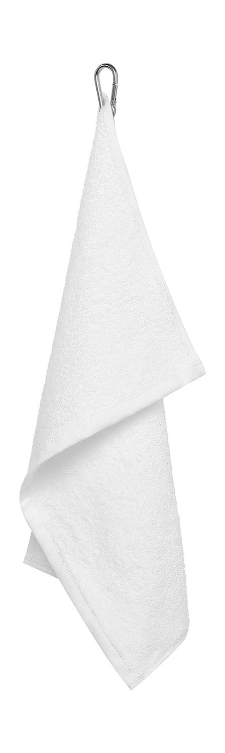 Thames Golf Towel 30x50 cm zum Besticken und Bedrucken in der Farbe White mit Ihren Logo, Schriftzug oder Motiv.