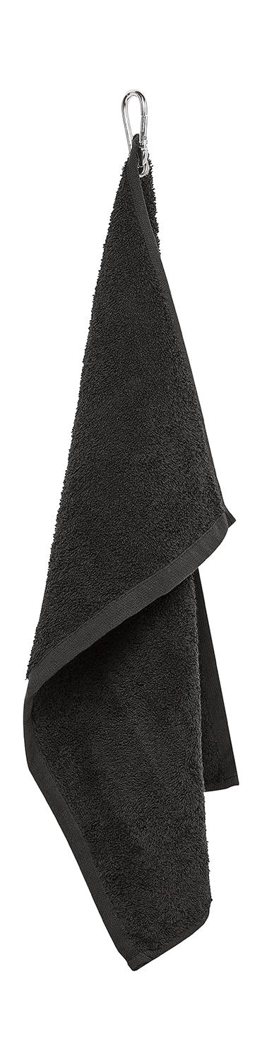 Thames Golf Towel 30x50 cm zum Besticken und Bedrucken in der Farbe Black mit Ihren Logo, Schriftzug oder Motiv.