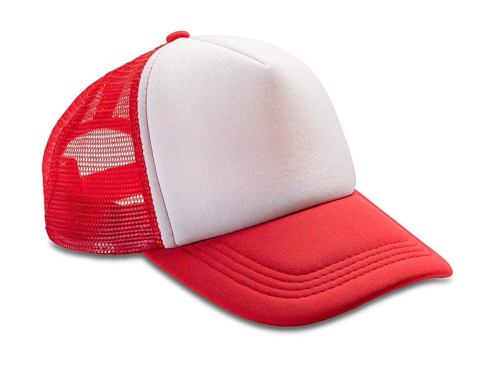 Detroit ½ Mesh Truckers Cap zum Besticken und Bedrucken in der Farbe Red/White mit Ihren Logo, Schriftzug oder Motiv.