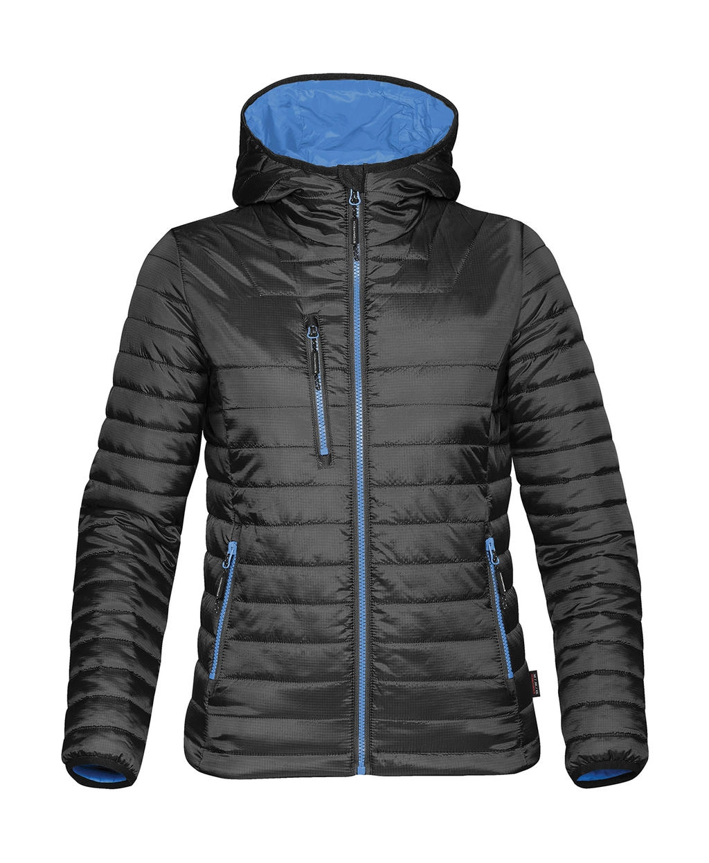 Women`s Gravity Thermal Jacket zum Besticken und Bedrucken in der Farbe Black/Marine Blue mit Ihren Logo, Schriftzug oder Motiv.