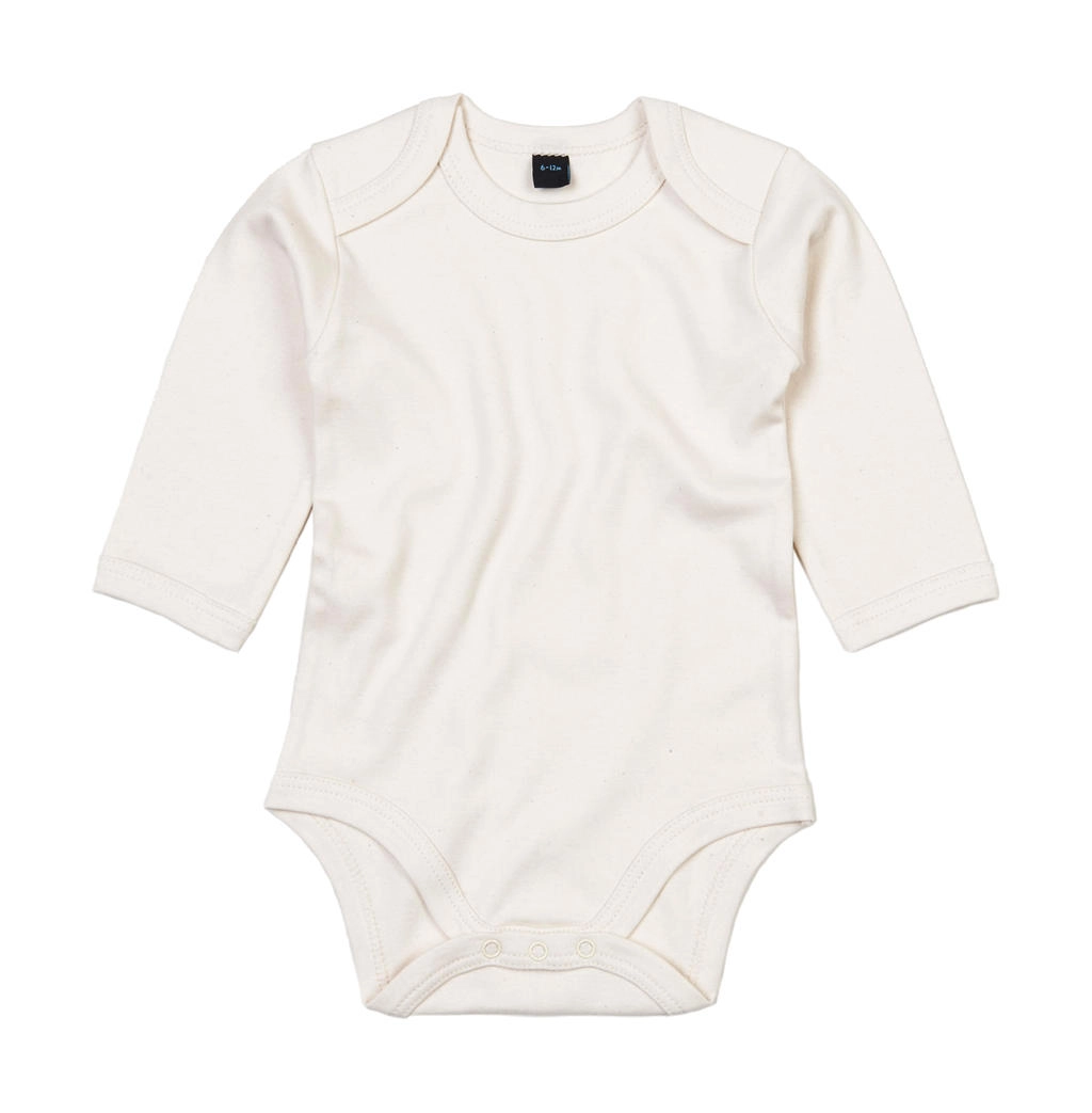 Baby long Sleeve Bodysuit zum Besticken und Bedrucken in der Farbe Organic Natural mit Ihren Logo, Schriftzug oder Motiv.