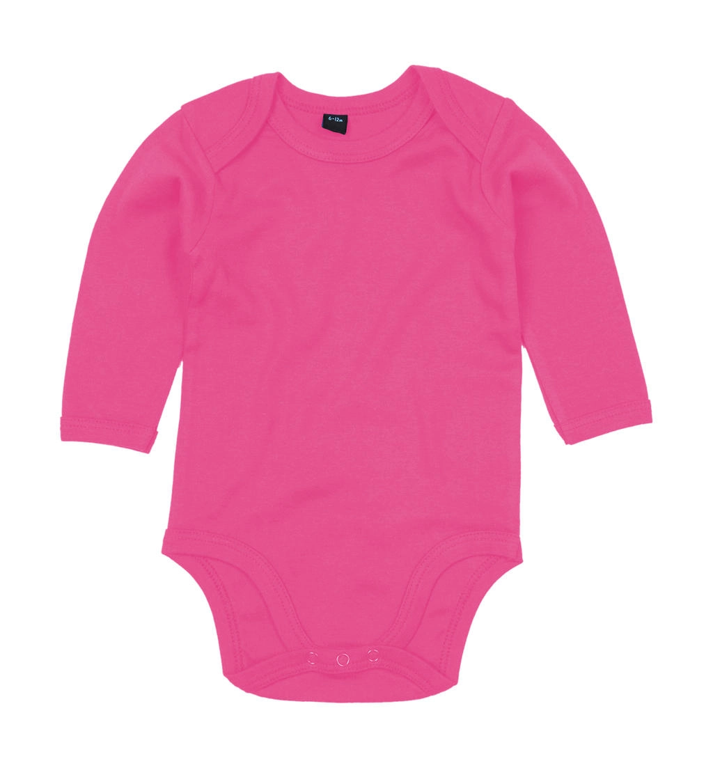 Baby long Sleeve Bodysuit zum Besticken und Bedrucken in der Farbe Fuchsia mit Ihren Logo, Schriftzug oder Motiv.
