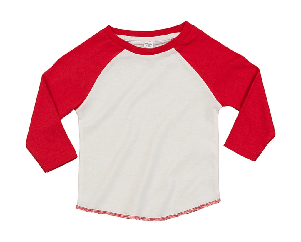 Baby Superstar Baseball T zum Besticken und Bedrucken in der Farbe Washed White/Warm Red mit Ihren Logo, Schriftzug oder Motiv.