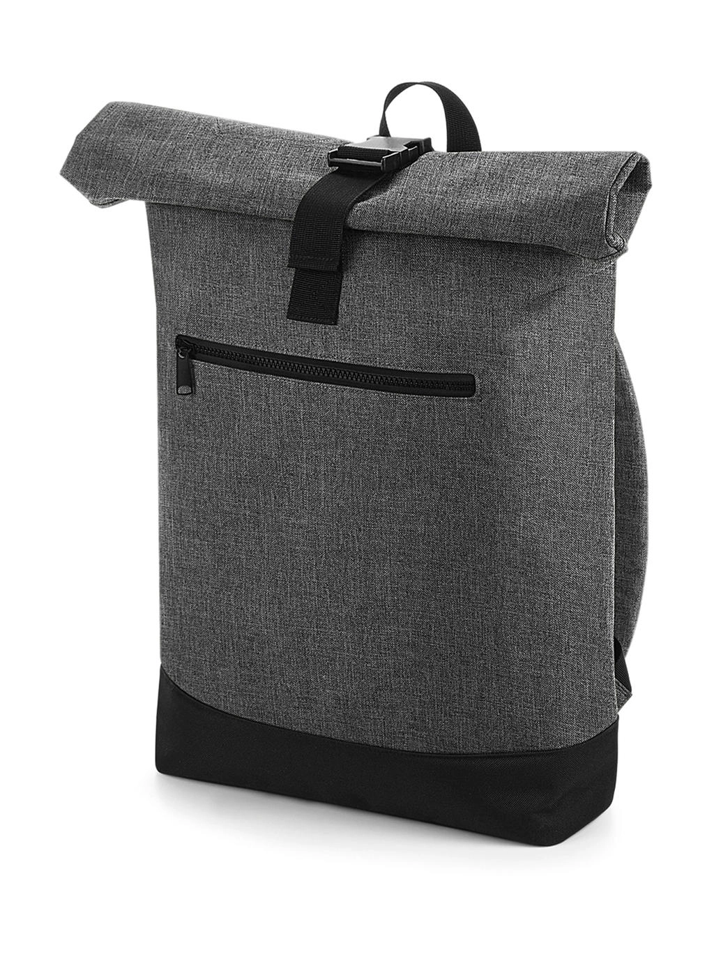Roll-Top Backpack zum Besticken und Bedrucken in der Farbe Grey Marl/Black mit Ihren Logo, Schriftzug oder Motiv.