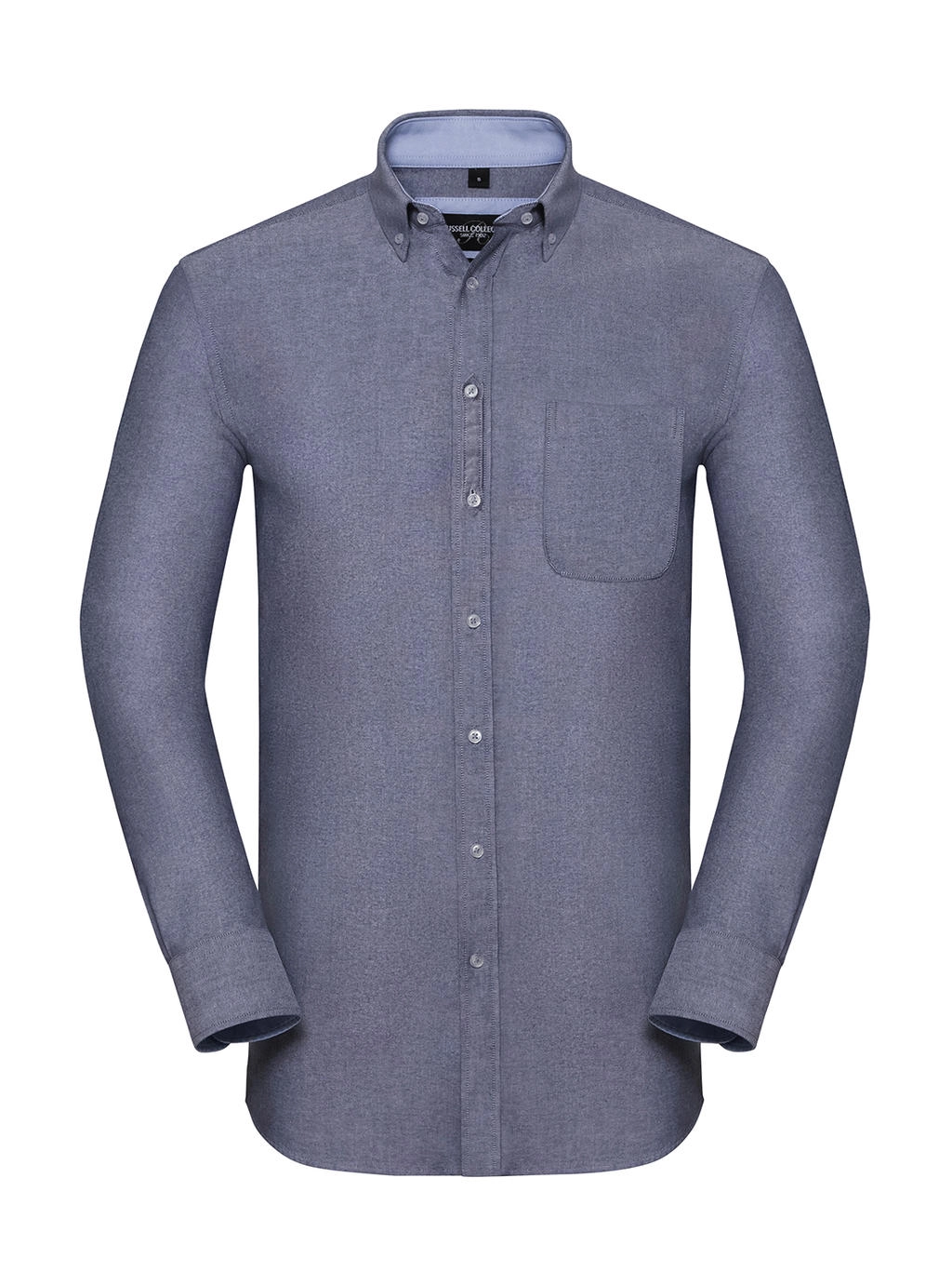 Men`s LS Tailored Washed Oxford Shirt zum Besticken und Bedrucken in der Farbe Oxford Navy/Oxford Blue mit Ihren Logo, Schriftzug oder Motiv.