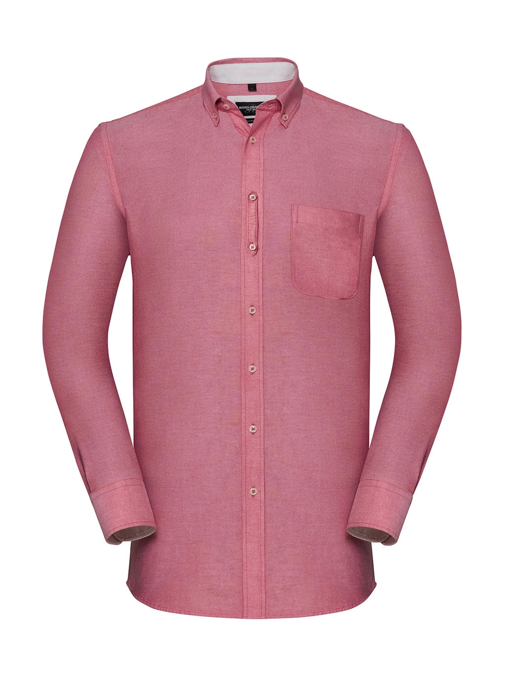 Men`s LS Tailored Washed Oxford Shirt zum Besticken und Bedrucken in der Farbe Oxford Red/Cream mit Ihren Logo, Schriftzug oder Motiv.