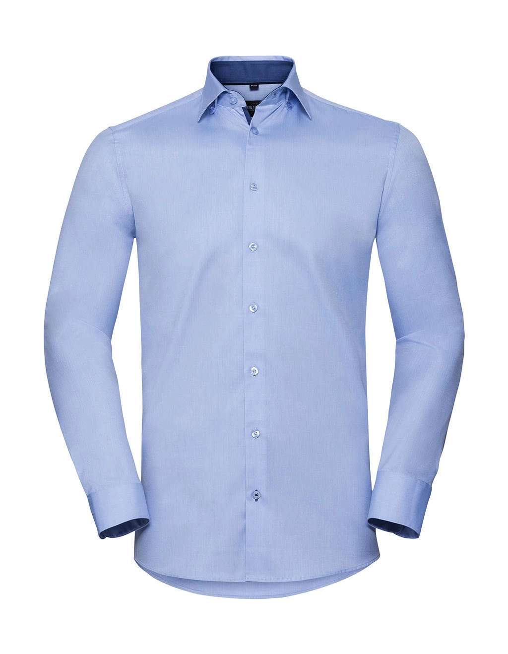 Tailored Contrast Herringbone Shirt LS zum Besticken und Bedrucken in der Farbe Light Blue/Mid Blue/Bright Navy mit Ihren Logo, Schriftzug oder Motiv.