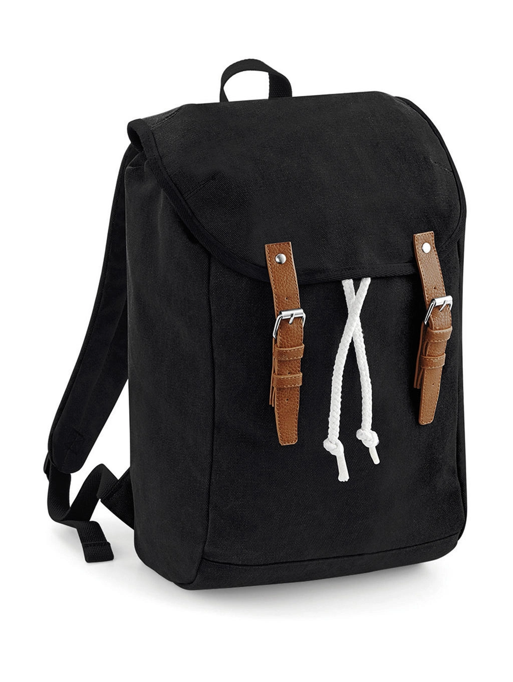 Vintage Backpack zum Besticken und Bedrucken in der Farbe Black mit Ihren Logo, Schriftzug oder Motiv.