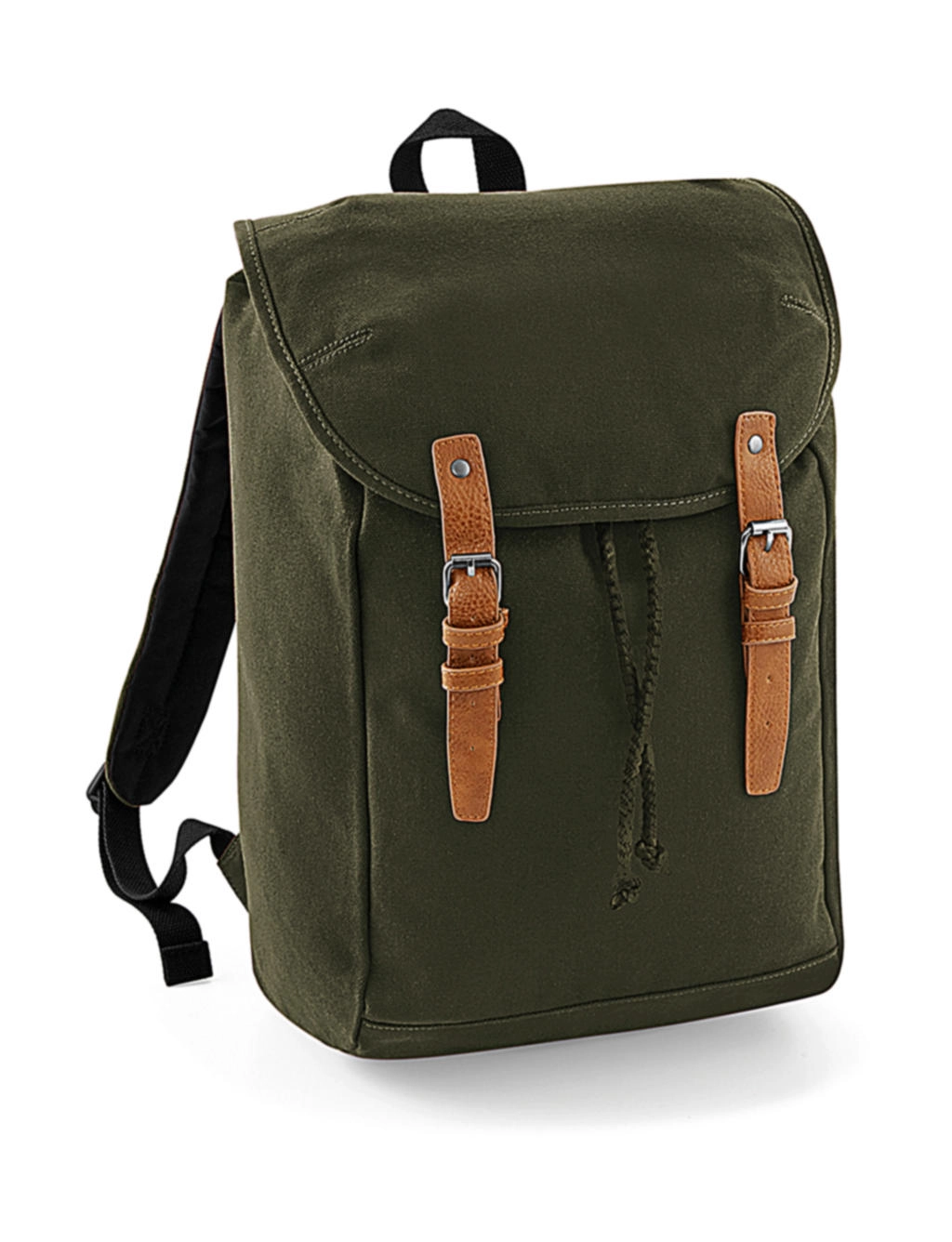 Vintage Backpack zum Besticken und Bedrucken in der Farbe Military Green mit Ihren Logo, Schriftzug oder Motiv.