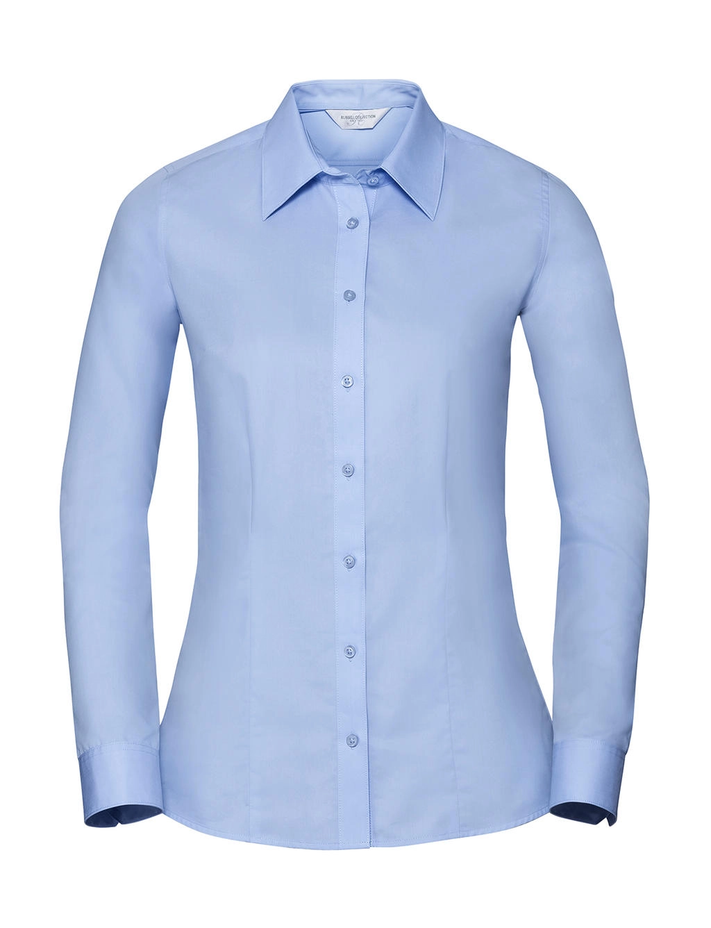 Ladies` LS Tailored Coolmax® Shirt zum Besticken und Bedrucken in der Farbe White mit Ihren Logo, Schriftzug oder Motiv.