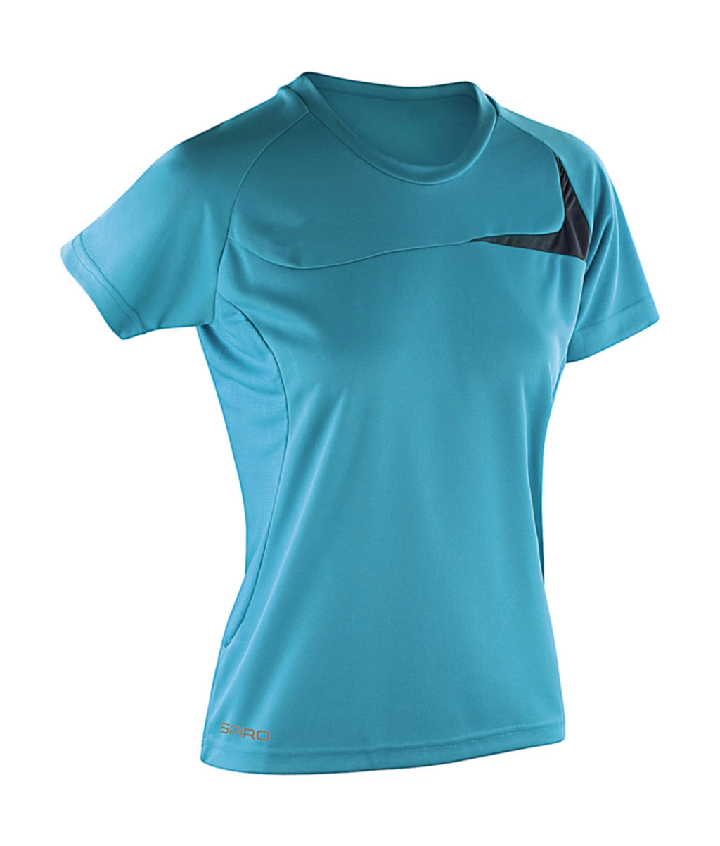 Spiro Ladies` Dash Training Shirt zum Besticken und Bedrucken in der Farbe Aqua/Grey mit Ihren Logo, Schriftzug oder Motiv.