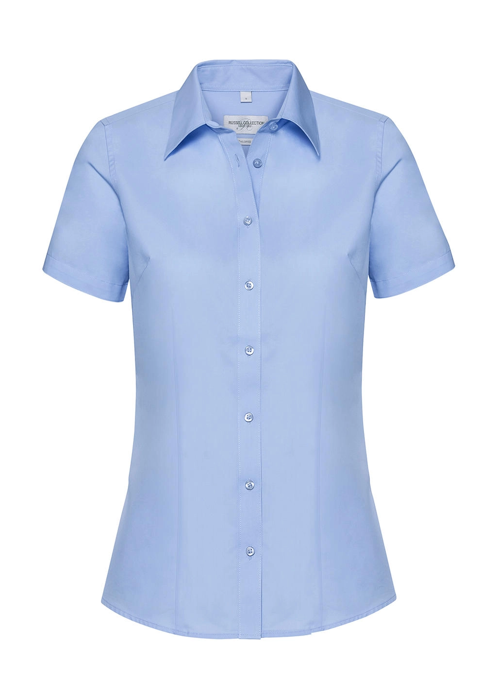Ladies` Tailored Coolmax® Shirt zum Besticken und Bedrucken in der Farbe Light Blue mit Ihren Logo, Schriftzug oder Motiv.