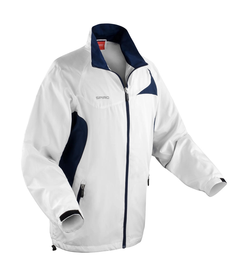 Unisex Micro Lite Team Jacket zum Besticken und Bedrucken in der Farbe White/Navy mit Ihren Logo, Schriftzug oder Motiv.