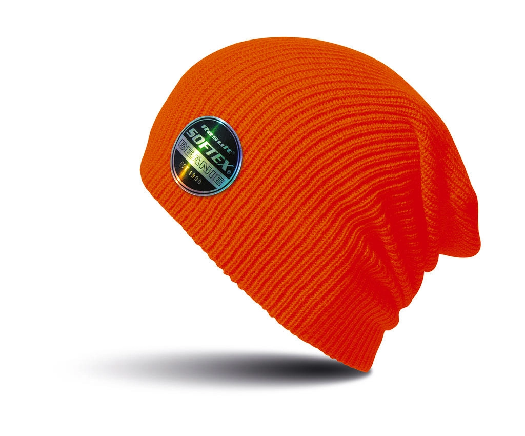 Softex Beanie zum Besticken und Bedrucken in der Farbe Fluorescent Orange mit Ihren Logo, Schriftzug oder Motiv.