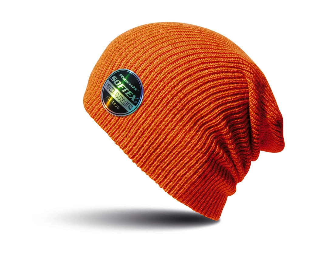 Softex Beanie zum Besticken und Bedrucken in der Farbe Orange mit Ihren Logo, Schriftzug oder Motiv.