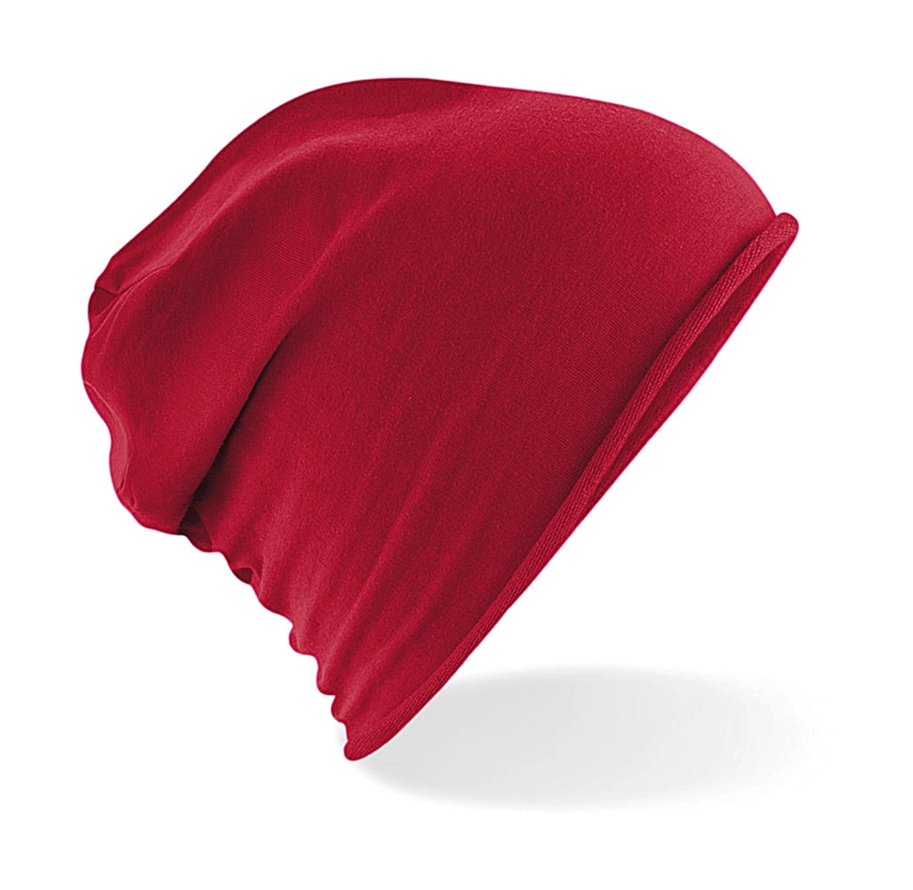 Jersey Beanie zum Besticken und Bedrucken in der Farbe Red mit Ihren Logo, Schriftzug oder Motiv.