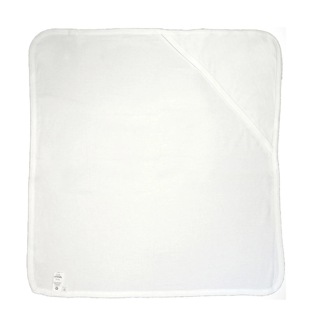 Baby Hooded Blanket zum Besticken und Bedrucken in der Farbe White/White Organic mit Ihren Logo, Schriftzug oder Motiv.