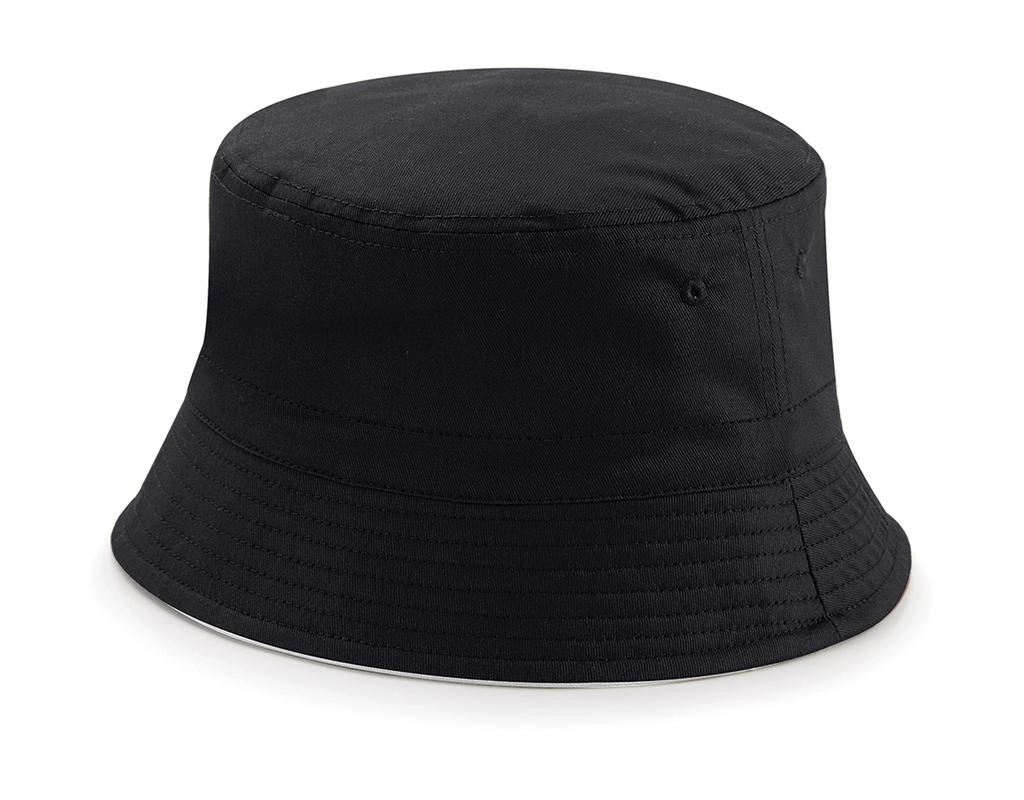 Reversible Bucket Hat zum Besticken und Bedrucken in der Farbe Black/Light Grey mit Ihren Logo, Schriftzug oder Motiv.