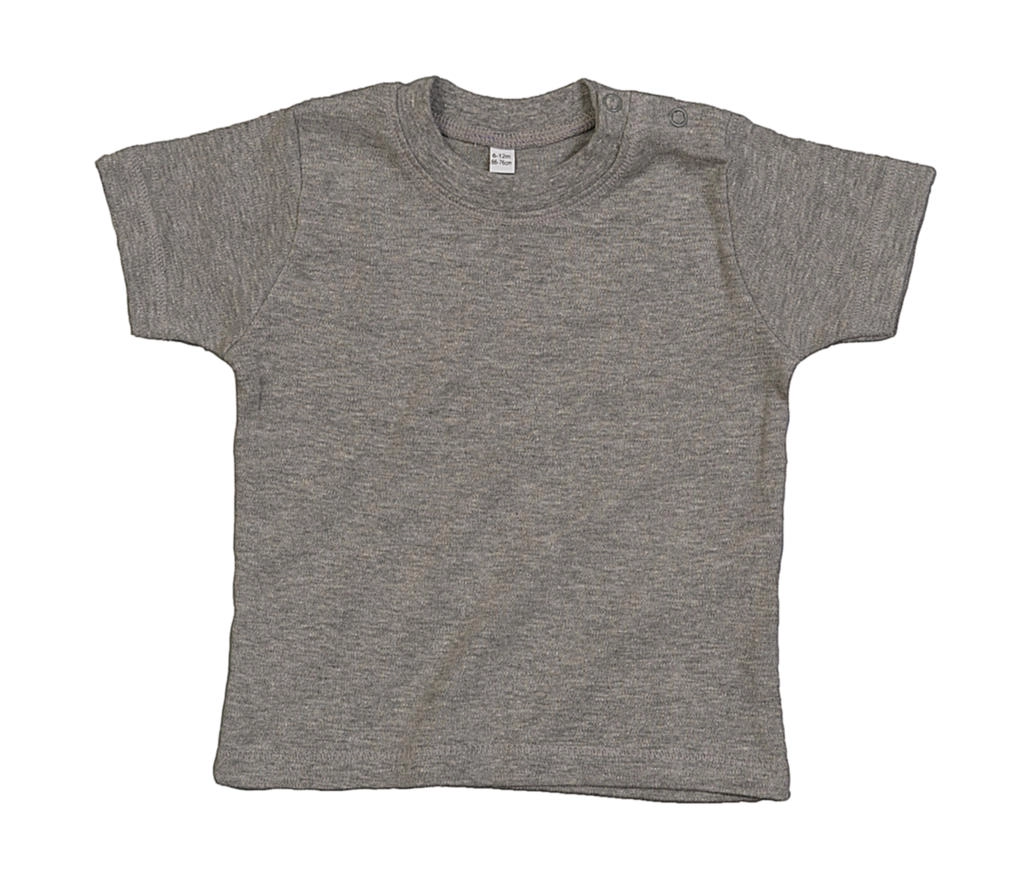 Baby T-Shirt zum Besticken und Bedrucken in der Farbe Heather Grey Melange Organic mit Ihren Logo, Schriftzug oder Motiv.