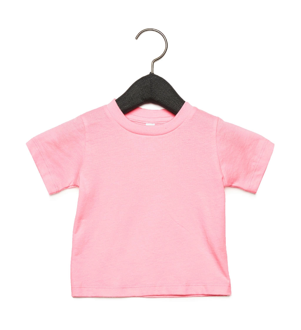Baby Jersey Short Sleeve Tee zum Besticken und Bedrucken in der Farbe Pink mit Ihren Logo, Schriftzug oder Motiv.