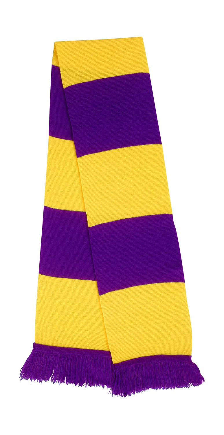 Team Scarf zum Besticken und Bedrucken in der Farbe Purple/Yellow mit Ihren Logo, Schriftzug oder Motiv.