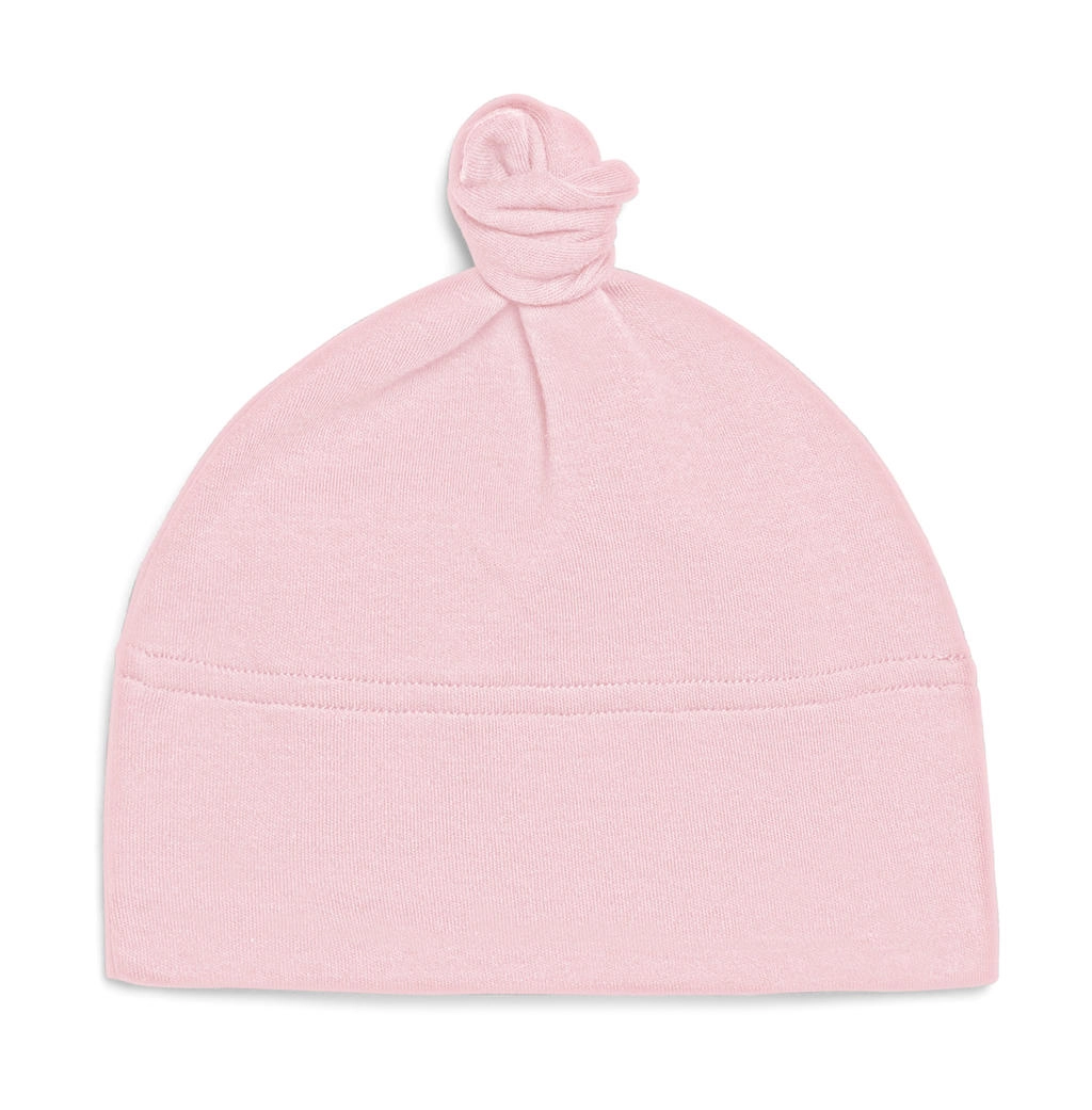 Baby 1 Knot Hat zum Besticken und Bedrucken in der Farbe Powder Pink mit Ihren Logo, Schriftzug oder Motiv.