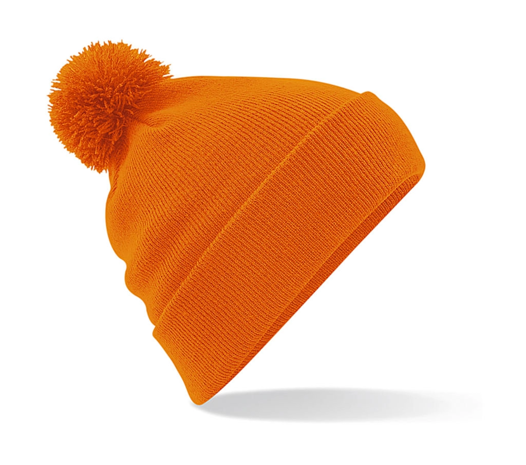 Original Pom Pom Beanie zum Besticken und Bedrucken in der Farbe Orange mit Ihren Logo, Schriftzug oder Motiv.
