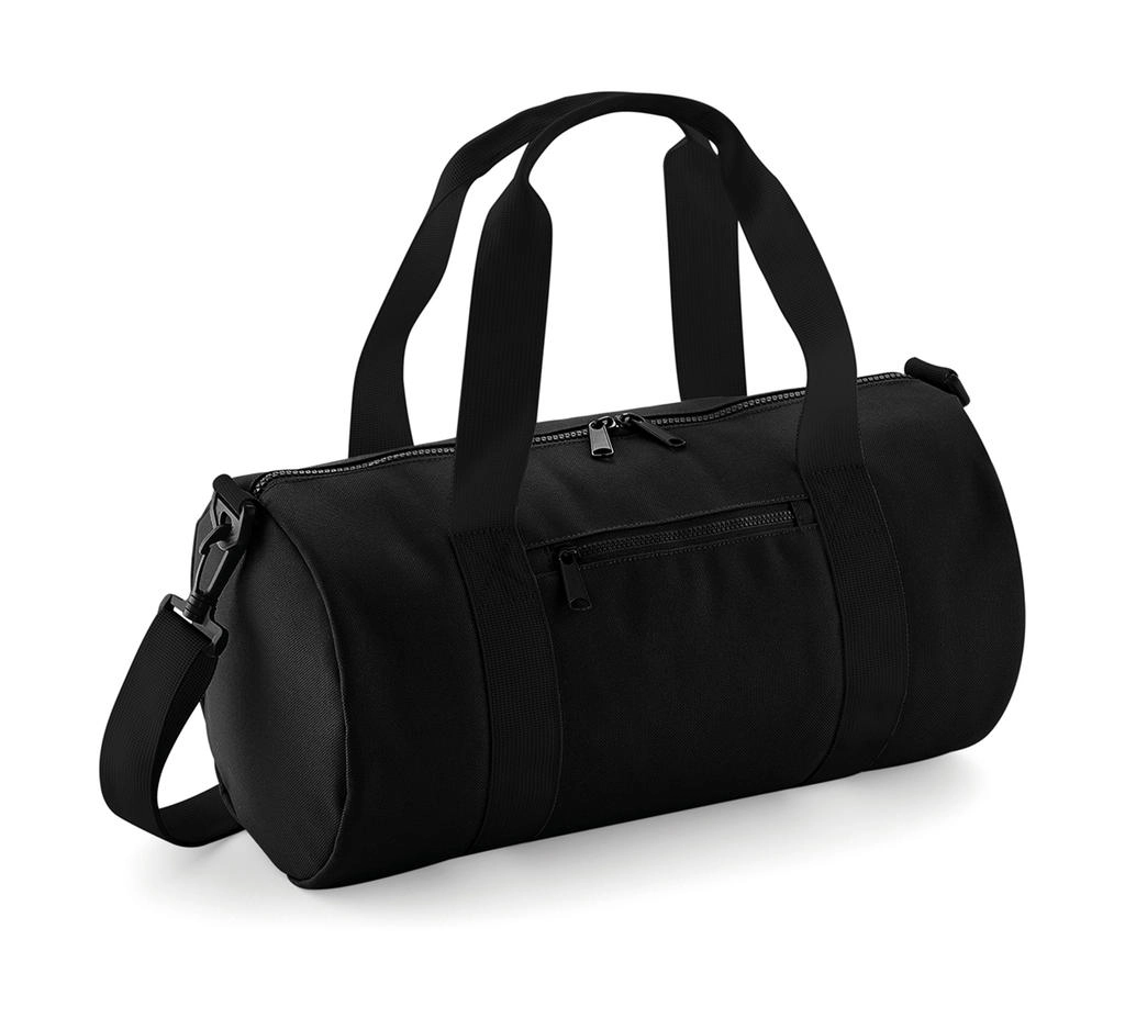 Mini Barrel Bag zum Besticken und Bedrucken in der Farbe Black/Black mit Ihren Logo, Schriftzug oder Motiv.