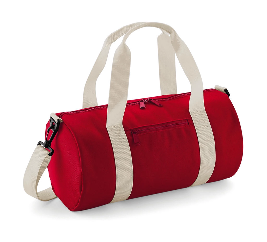 Mini Barrel Bag zum Besticken und Bedrucken in der Farbe Classic Red/Off White mit Ihren Logo, Schriftzug oder Motiv.