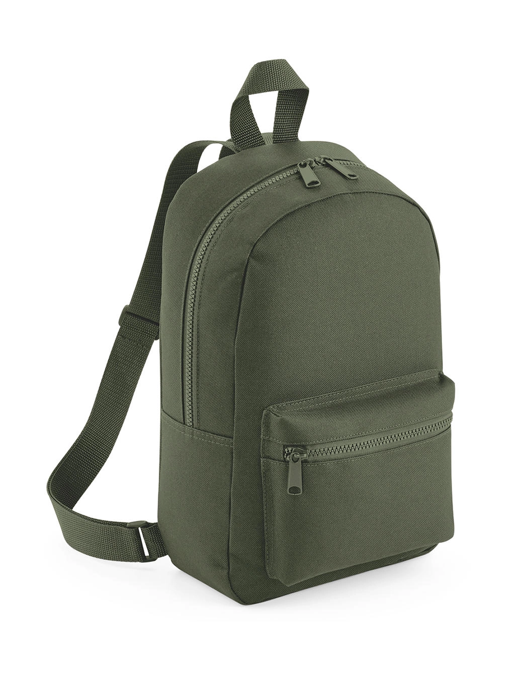 Mini Essential Fashion Backpack zum Besticken und Bedrucken in der Farbe Olive Green mit Ihren Logo, Schriftzug oder Motiv.