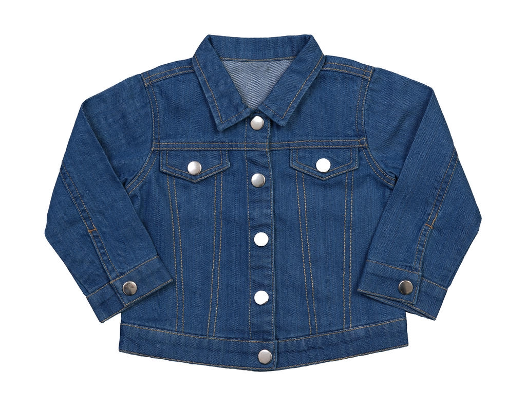 Baby Rocks Denim Jacket zum Besticken und Bedrucken in der Farbe Denim Blue mit Ihren Logo, Schriftzug oder Motiv.