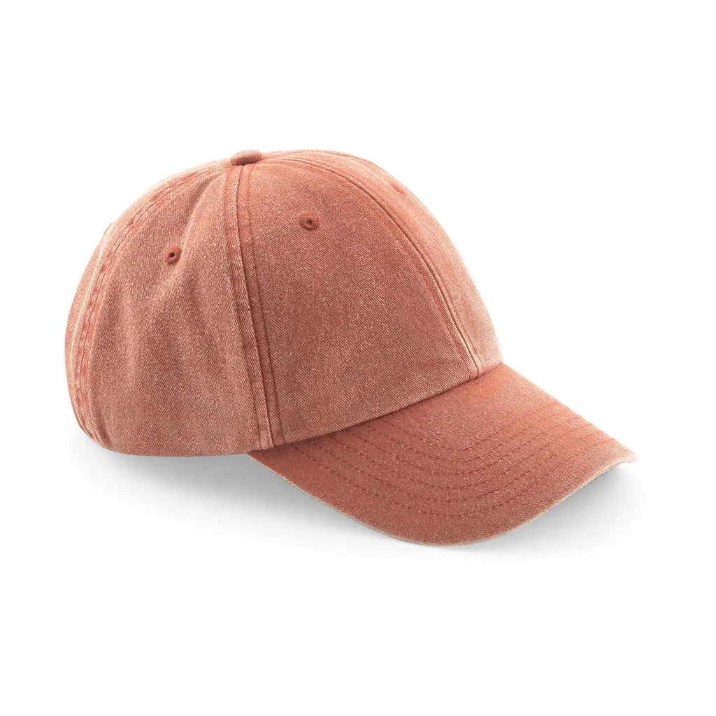 Low Profile Vintage Cap zum Besticken und Bedrucken in der Farbe Vintage Orange mit Ihren Logo, Schriftzug oder Motiv.