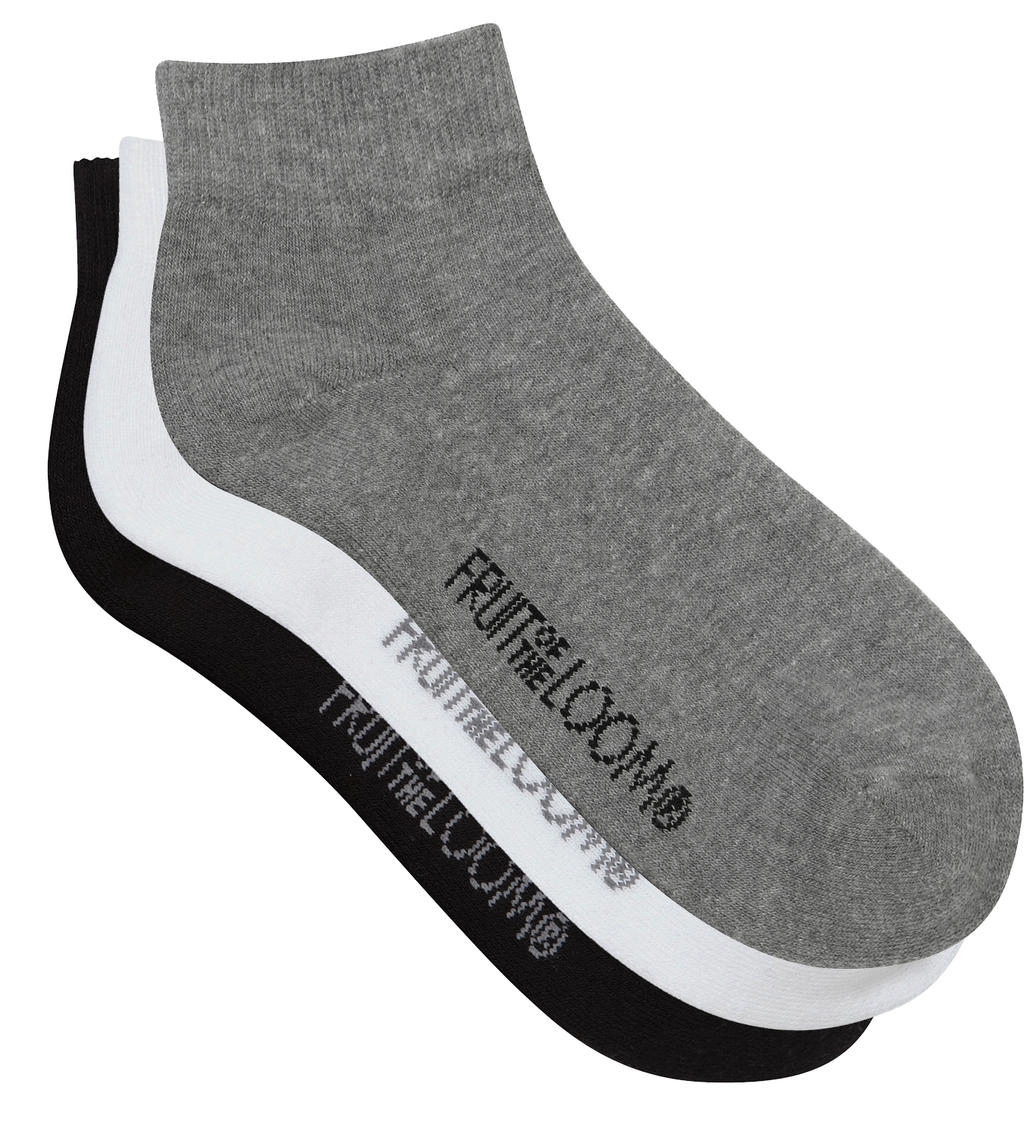 Quarter Socks 3er Pack zum Besticken und Bedrucken in der Farbe Heather Grey + Black + White  mit Ihren Logo, Schriftzug oder Motiv.
