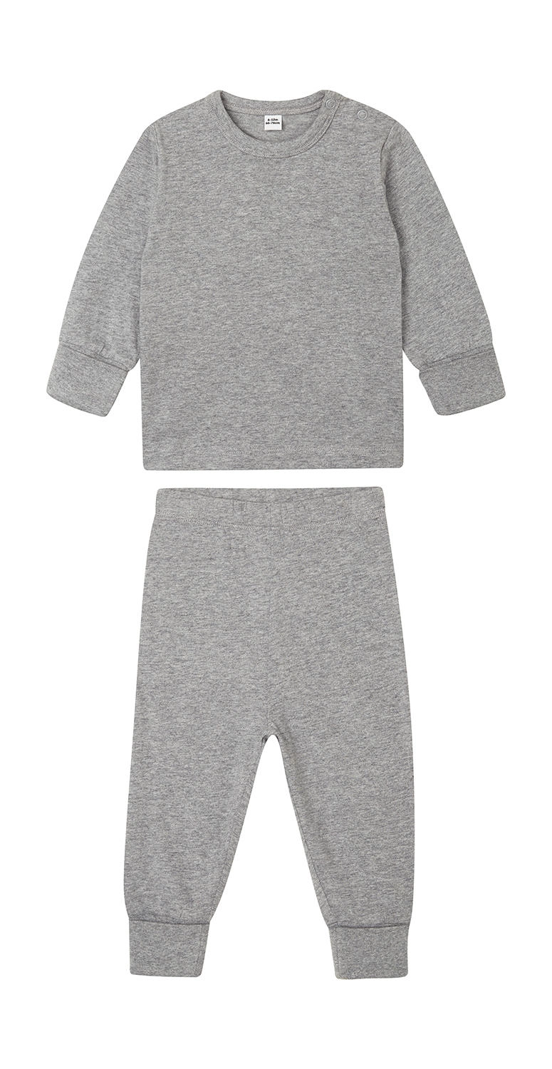 Baby Pyjamas zum Besticken und Bedrucken in der Farbe Heather Grey Melange mit Ihren Logo, Schriftzug oder Motiv.