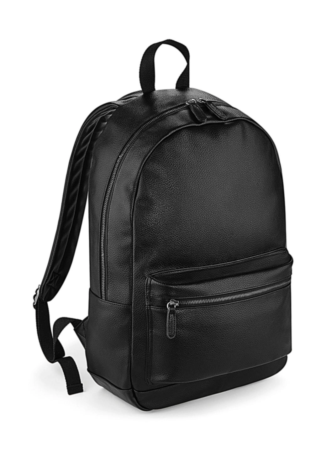 Faux Leather Fashion Backpack zum Besticken und Bedrucken in der Farbe Black mit Ihren Logo, Schriftzug oder Motiv.