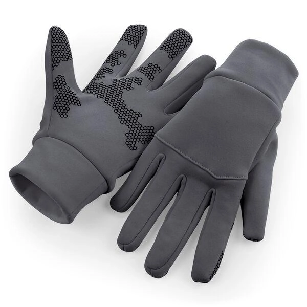 Softshell Sports Tech Gloves zum Besticken und Bedrucken in der Farbe Graphite Grey mit Ihren Logo, Schriftzug oder Motiv.