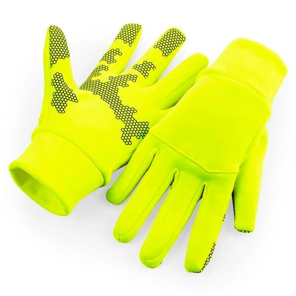 Softshell Sports Tech Gloves zum Besticken und Bedrucken in der Farbe Fluorescent Yellow mit Ihren Logo, Schriftzug oder Motiv.