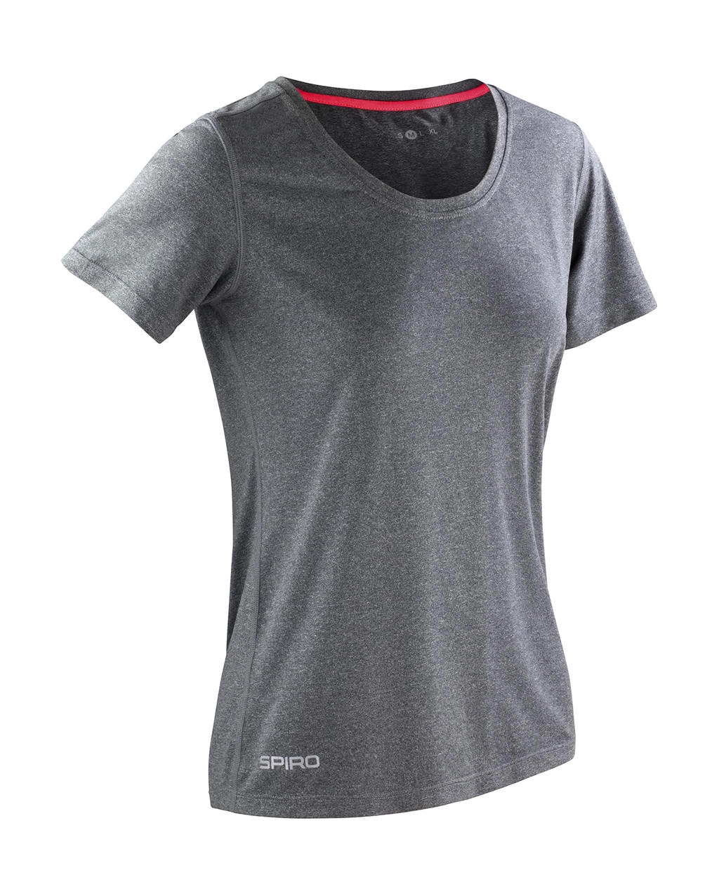 Fitness Women`s Shiny Marl T-Shirt zum Besticken und Bedrucken in der Farbe Sport Grey/Hot Coral mit Ihren Logo, Schriftzug oder Motiv.